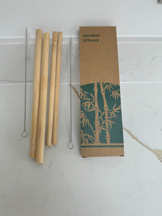 Bamboo Straws – Set of 4 Sizes + 2 Cleaning Brushes