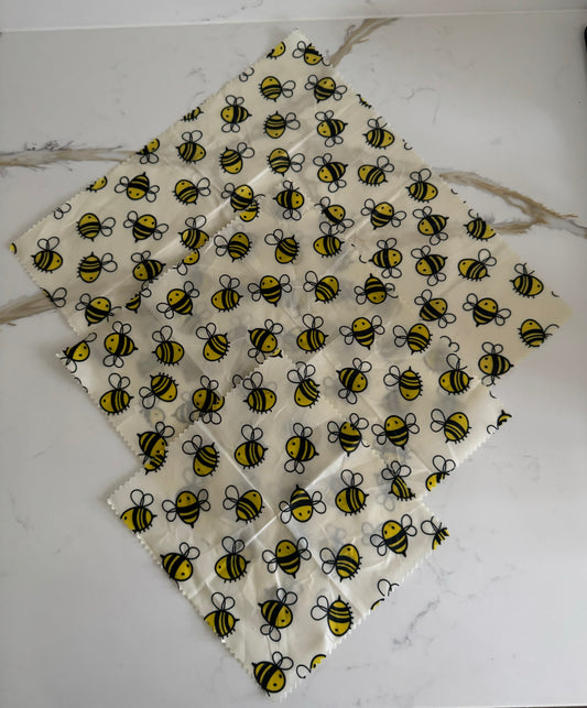 Bees Beeswax Wraps - Small ,Medium, Large